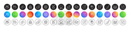 Illustration for Project deadline, Floor plan and Hold document line icons. Round icon gradient buttons. Pack of Lgbt, Paint brush, Consumption growth icon. Meeting, Save planet, Stress pictogram. Vector - Royalty Free Image