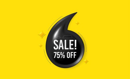 Illustration for Offer 3d quotation banner. Sale 75 percent off discount. Promotion price offer sign. Retail badge symbol. Sale quote message. Quotation comma yellow banner. Vector - Royalty Free Image