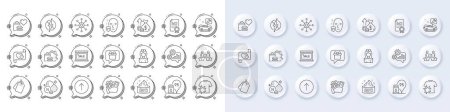 Illustration for Petrol station, Sale and Love letter line icons. White pin 3d buttons, chat bubbles icons. Pack of Vitamin n, Swipe up, Uv protection icon. Certificate diploma, Cogwheel, Sale tags pictogram. Vector - Royalty Free Image