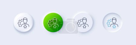 Illustration for Brand line icon. Neumorphic, Green gradient, 3d pin buttons. Business influencer sign. Pr ambassador symbol. Line icons. Neumorphic buttons with outline signs. Vector - Royalty Free Image