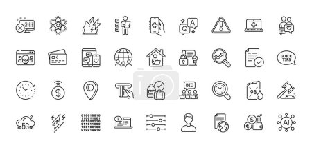 Illustration for Time change, Card and Contactless payment line icons pack. AI, Question and Answer, Map pin icons. Analytics, Time management, Translation service web icon. Vector - Royalty Free Image