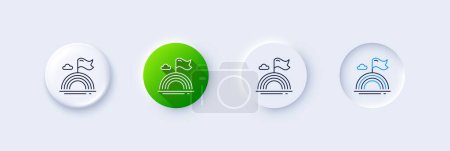 Illustration for Lgbt line icon. Neumorphic, Green gradient, 3d pin buttons. Pride flag with rainbow sign. Gender diversity symbol. Line icons. Neumorphic buttons with outline signs. Vector - Royalty Free Image
