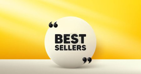 Illustration for Best sellers tag. Circle frame, product stage background. Special offer price sign. Advertising discounts symbol. Best sellers round frame message. Minimal design offer scene. Vector - Royalty Free Image