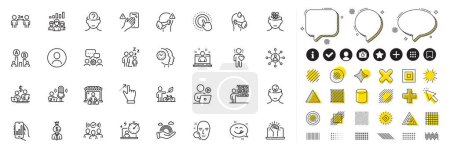 Illustration for Set of Podcast, Ab testing and Manager line icons for web app. Design elements, Social media icons. Best manager, Engineering team, Medical mask icons. Vector - Royalty Free Image