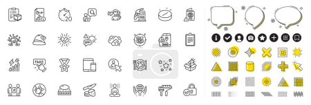 Set of Santa hat, Co2 and Mobile devices line icons for web app. Design elements, Social media icons. Verified locker, Paint roller, Passport warning icons. Vector