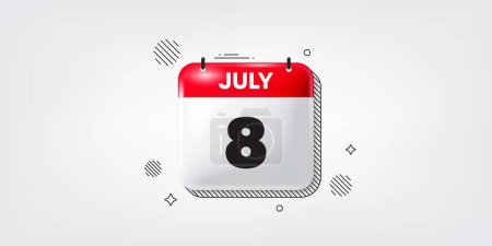 Illustration for Calendar date of July 3d icon. 8th day of the month icon. Event schedule date. Meeting appointment time. 8th day of July. Calendar month date banner. Day or Monthly page. Vector - Royalty Free Image