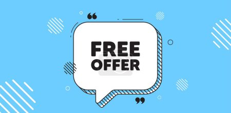 Illustration for Free offer tag. Chat speech bubble banner. Special offer sign. Sale promotion symbol. Free offer chat message. Speech bubble blue banner. Text balloon. Vector - Royalty Free Image