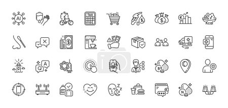 Illustration for Bike timer, Wifi and Ambulance transport line icons pack. AI, Question and Answer, Map pin icons. Click hand, Coronavirus vaccine, Security web icon. Reject, Blood, Lighthouse pictogram. Vector - Royalty Free Image