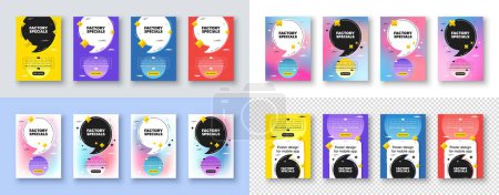 Illustration for Poster templates design with quote, comma. Factory specials tag. Sale offer price sign. Advertising discounts symbol. Factory specials poster frame message. Quotation offer bubbles. Vector - Royalty Free Image