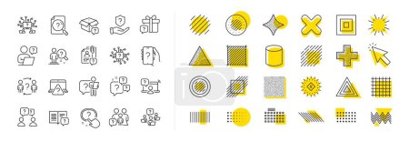 Illustration for Artificial Intelligence computer, phone with Question mark, Problem solve. Design shape elements. Questions line icons. Quiz, faq guide, job interview line icons. Vector - Royalty Free Image