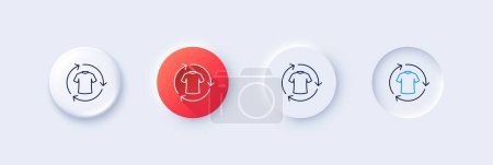 Illustration for Change clothes line icon. Neumorphic, Red gradient, 3d pin buttons. Shirt sign. Clothing t-shirt symbol. Line icons. Neumorphic buttons with outline signs. Vector - Royalty Free Image
