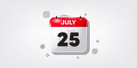 Illustration for Calendar date of July 3d icon. 25th day of the month icon. Event schedule date. Meeting appointment time. 25th day of July. Calendar month date banner. Day or Monthly page. Vector - Royalty Free Image