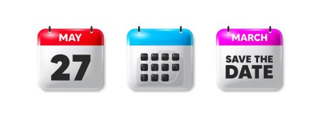 27th day of the month icon. Calendar save the date 3d icon. Event schedule date. Meeting appointment time. 27th day calendar message. Save the date month banner. Day or Monthly of schedule. Vector