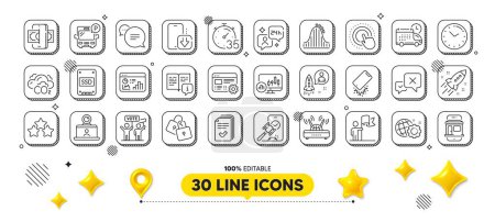 Phone download, Consulting and Voting campaign line icons pack. 3d design elements. Marketplace, Delivery, Handout web icon. Wifi, Phishing, Text message pictogram. Vector