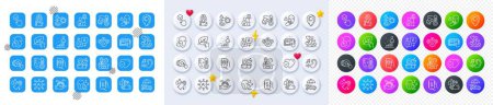 Money app, Healthy face and Location app line icons. Square, Gradient, Pin 3d buttons. AI, QA and map pin icons. Pack of Floor lamp, Hearing, Washing hands icon. Vector