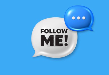 Follow me tag. Text box speech bubble 3d icons. Special offer sign. Super offer symbol. Follow me chat offer. Speech bubble banner. Text box balloon. Vector