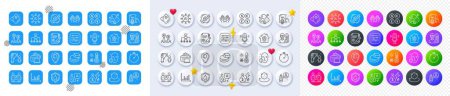 Illustration for Filter, Face protection and Electronic thermometer line icons. Square, Gradient, Pin 3d buttons. AI, QA and map pin icons. Pack of Money currency, Thermometer, Safe time icon. Vector - Royalty Free Image