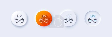 Sunglasses line icon. Neumorphic, Orange gradient, 3d pin buttons. Sun eyewear sign. Uv protection glasses symbol. Line icons. Neumorphic buttons with outline signs. Vector