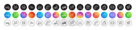 Illustration for Business target, Coins bag and Money line icons. Round icon gradient buttons. Pack of Money change, Clipboard, Update data icon. Business results, New, Operational excellence pictogram. Vector - Royalty Free Image