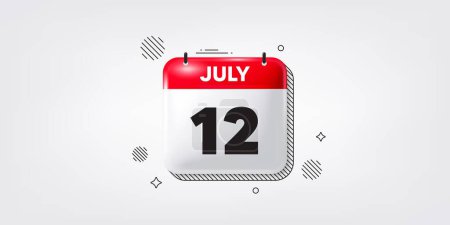 Illustration for Calendar date of July 3d icon. 12th day of the month icon. Event schedule date. Meeting appointment time. 12th day of July. Calendar month date banner. Day or Monthly page. Vector - Royalty Free Image