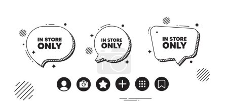 Illustration for In store sale tag. Speech bubble offer icons. Special offer price sign. Advertising discounts symbol. Store sale chat text box. Social media icons. Speech bubble text balloon. Vector - Royalty Free Image
