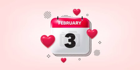 Illustration for Calendar date of February 3d icon. 3rd day of the month icon. Event schedule date. Meeting appointment time. 3rd day of February. Calendar month date banner. Day or Monthly page. Vector - Royalty Free Image