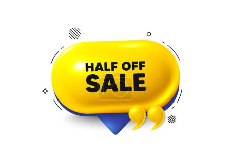 Illustration for Offer speech bubble 3d icon. Half off sale. Special offer price sign. Advertising discounts symbol. Half off sale chat offer. Speech bubble quotation banner. Text box balloon. Vector - Royalty Free Image