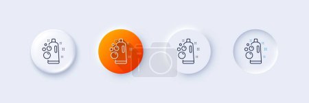 Illustration for Clean bubbles line icon. Neumorphic, Orange gradient, 3d pin buttons. Laundry shampoo sign. Clothing cleaner symbol. Line icons. Neumorphic buttons with outline signs. Vector - Royalty Free Image