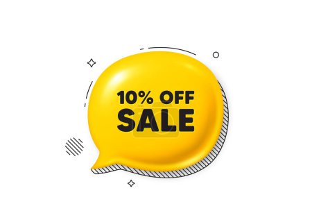 Illustration for Sale 10 percent off discount. Comic speech bubble 3d icon. Promotion price offer sign. Retail badge symbol. Sale chat offer. Speech bubble comic banner. Discount balloon. Vector - Royalty Free Image