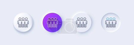 Illustration for Friendship line icon. Neumorphic, Purple gradient, 3d pin buttons. Friends group sign. Assistance business symbol. Line icons. Neumorphic buttons with outline signs. Vector - Royalty Free Image