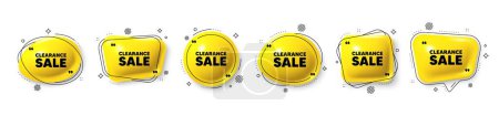 Illustration for Clearance sale tag. Speech bubble 3d icons set. Special offer price sign. Advertising discounts symbol. Clearance sale chat talk message. Speech bubble banners with comma. Text balloons. Vector - Royalty Free Image