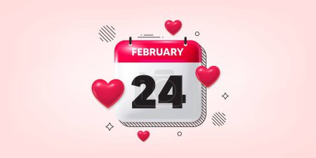 Illustration for Calendar date of February 3d icon. 24th day of the month icon. Event schedule date. Meeting appointment time. 24th day of February. Calendar month date banner. Day or Monthly page. Vector - Royalty Free Image