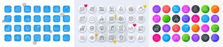 Charging station, Inflation and Smartphone payment line icons. Square, Gradient, Pin 3d buttons. AI, QA and map pin icons. Pack of Share, Food delivery, Growth chart icon. Vector