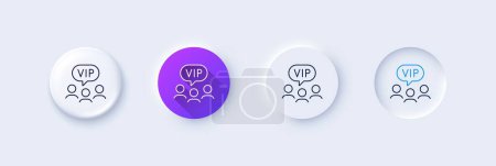 Vip clients line icon. Neumorphic, Purple gradient, 3d pin buttons. Very important person sign. Member club privilege symbol. Line icons. Neumorphic buttons with outline signs. Vector