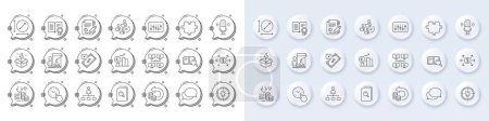 Illustration for Microphone, Creative idea and Remove team line icons. White pin 3d buttons, chat bubbles icons. Pack of Cash back, Deflation, Dj controller icon. Vector - Royalty Free Image
