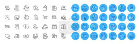 Illustration for Difficult stress, Fraud and Pay line icons pack. Graph chart, Deflation, Delivery shopping web icon. Money change, Online accounting, Analytics chart pictogram. Buy currency. Vector - Royalty Free Image
