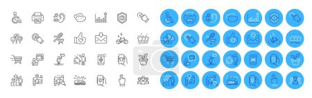 Illustration for Mail, Truck delivery and Rotation gesture line icons pack. Strategy, E-bike, Delivery shopping web icon. Potato, Stars, Employee results pictogram. Incoming mail, Group, Touchscreen gesture. Vector - Royalty Free Image