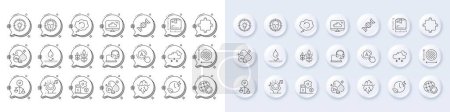 Illustration for Globe, Iceberg and Cloud storage line icons. White pin 3d buttons, chat bubbles icons. Pack of Zinc mineral, Package size, Recovery data icon. Ab testing, Waterproof, Idea pictogram. Vector - Royalty Free Image