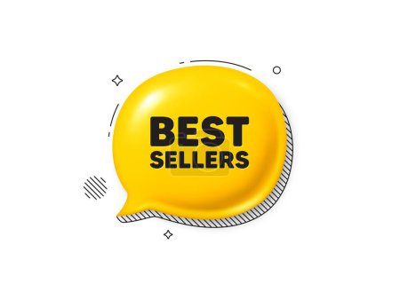 Illustration for Best sellers tag. Comic speech bubble 3d icon. Special offer price sign. Advertising discounts symbol. Best sellers chat offer. Speech bubble comic banner. Discount balloon. Vector - Royalty Free Image