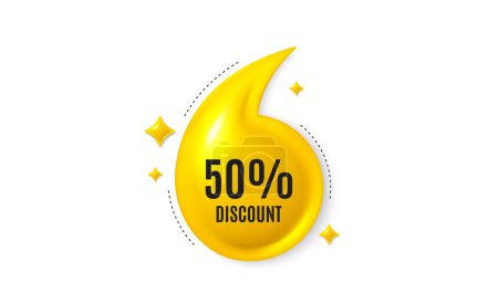 Illustration for Offer 3d quotation banner. 50 percent discount tag. Sale offer price sign. Special offer symbol. Discount quote message. Yellow quotation comma banner. Vector - Royalty Free Image