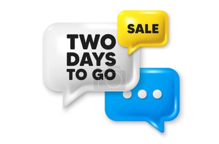 Illustration for 2 days to go tag. Offer speech bubble 3d icon. Special offer price sign. Advertising discounts symbol. 2 days to go chat offer. Speech bubble sale banner. Discount balloon. Vector - Royalty Free Image