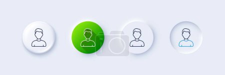 Headshot line icon. Neumorphic, Green gradient, 3d pin buttons. Avatar placeholder sign. User profile symbol. Line icons. Neumorphic buttons with outline signs. Vector
