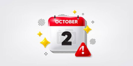 Illustration for Calendar date of October 3d icon. 2nd day of the month icon. Event schedule date. Meeting appointment time. 2nd day of October. Calendar month date banner. Day or Monthly page. Vector - Royalty Free Image