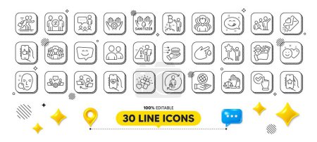 Leadership, Star and Food delivery line icons pack. 3d design elements. People chatting, Face search, Group web icon. Women group, Replacement, Love letter pictogram. Vector