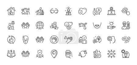 Illustration for Success, Smile and Dont touch line icons pack. AI, Question and Answer, Map pin icons. Writer, Fair trade, Video conference web icon. Vector - Royalty Free Image