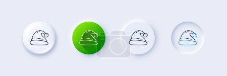 Santa hat line icon. Neumorphic, Green gradient, 3d pin buttons. Christmas or New year sign. Claus symbol. Line icons. Neumorphic buttons with outline signs. Vector