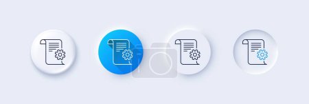 Illustration for Technical documentation line icon. Neumorphic, Blue gradient, 3d pin buttons. Instruction sign. Line icons. Neumorphic buttons with outline signs. Vector - Royalty Free Image