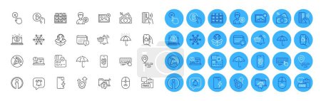Money tax, Smartphone charging and Notification bubble line icons pack. Like app, Fingerprint, Person idea web icon. Bitcoin pay, Notification cart, Fake document pictogram. Work home. Vector