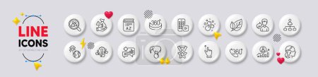 Illustration for Management, Seo statistics and Clean bubbles line icons. White buttons 3d icons. Pack of Insomnia, Share, Fraud icon. Teamwork, 360 degrees, 360 degree pictogram. Vector - Royalty Free Image