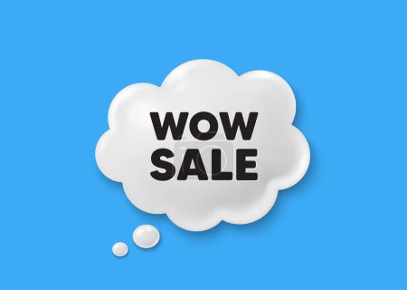 Illustration for Wow Sale tag. Comic speech bubble 3d icon. Special offer price sign. Advertising Discounts symbol. Wow sale chat offer. Speech bubble comic banner. Discount balloon. Vector - Royalty Free Image